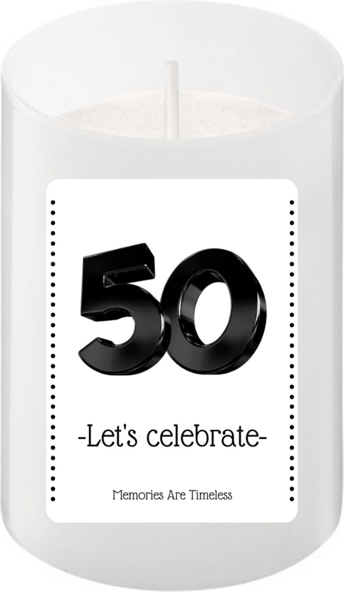 Memories Are Timeless Cadeau Kaarsje 50 Jaar Abraham Sarah | Perfect voor 50ste Verjaardag | 24 Branduren 50 Let's Celebrate