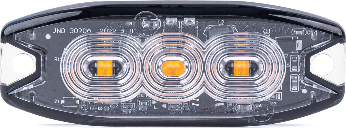 AMiO Stroboscoop Zwaailicht Slanke Amber Grillmontage Flitslamp 3x3W LED R65 R10 12/24V IP67 Oranje