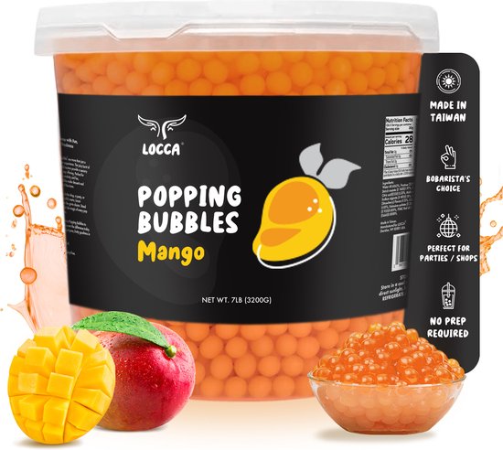 Locca - Bubble Tea - Mango - Popping Boba - Prêt à l'emploi - Boba Tea - Perles de Tapioca - 3,2 Kg