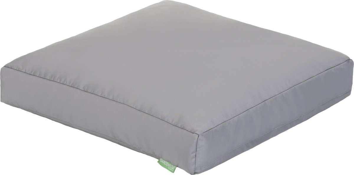 Matraskussen 60x60 cm in zachte stof met neutraal patroon voor binnen- en buitengebruik.