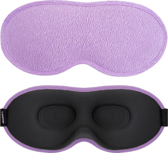 LAANAR® Slaapmasker Luxe 100% Verduisterend met 3D Traagschuim voor Mannen en Vrouwen - Ergonomisch en Verstelbaar - Premium Materialen - Paars