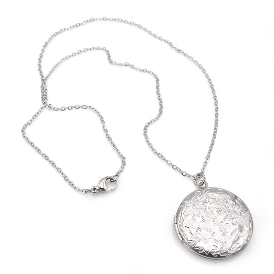 HYKS Ronde Medaillon Ketting van RVS met korting