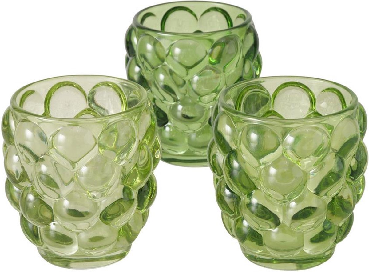 Boltze Home Windlicht Bubbla glas - set van 3