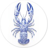 Graphic Message - Wandcirkel - Kreeft Delfts blauw - Wit - Kobalt - Kobaltblauw - Restaurant - Hotel Chique - Donkerblauw - Krab - Lobster - Kunst Muurcirkel - Wooncirkel 50cm