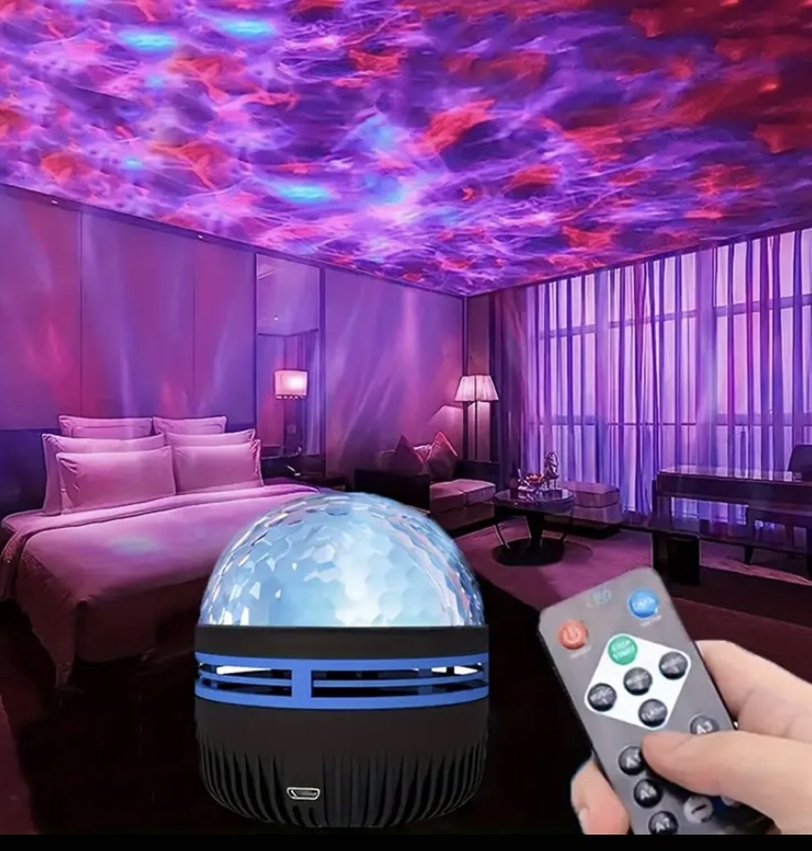 Northern Lights Projector - Noorderlicht Projector - lichtLamp - Crystal Lamp - sterren hemel- ster projector - Water Ripple Light - Ocean Projector - Kristal - Aurora - Sterren Projector – foto 7