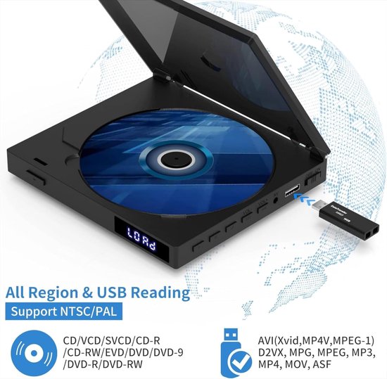 Mini DVD Speler - DVD Speler Met HDMI - USB-weergave - DVD Speler Regiovrij - DVD Speler USB - CD — afbeelding 4