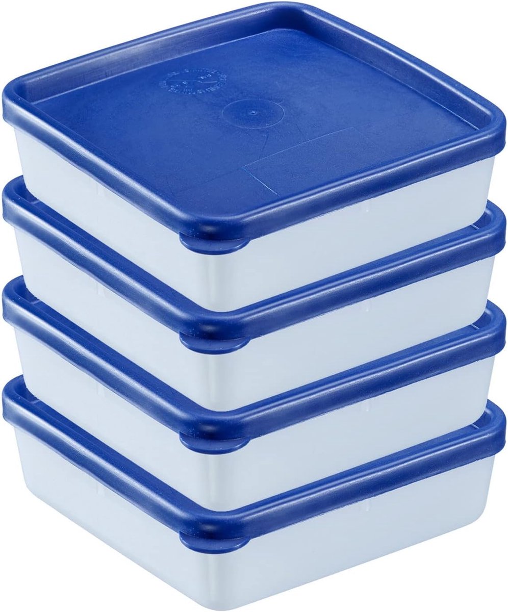 Candala 4 Vershoud-/diepvriesdozen, incl. deksels, inhoud: elk 0,25 l, stapelbaar, kunststof, Trio, kleur: doorzichtig/blauw,