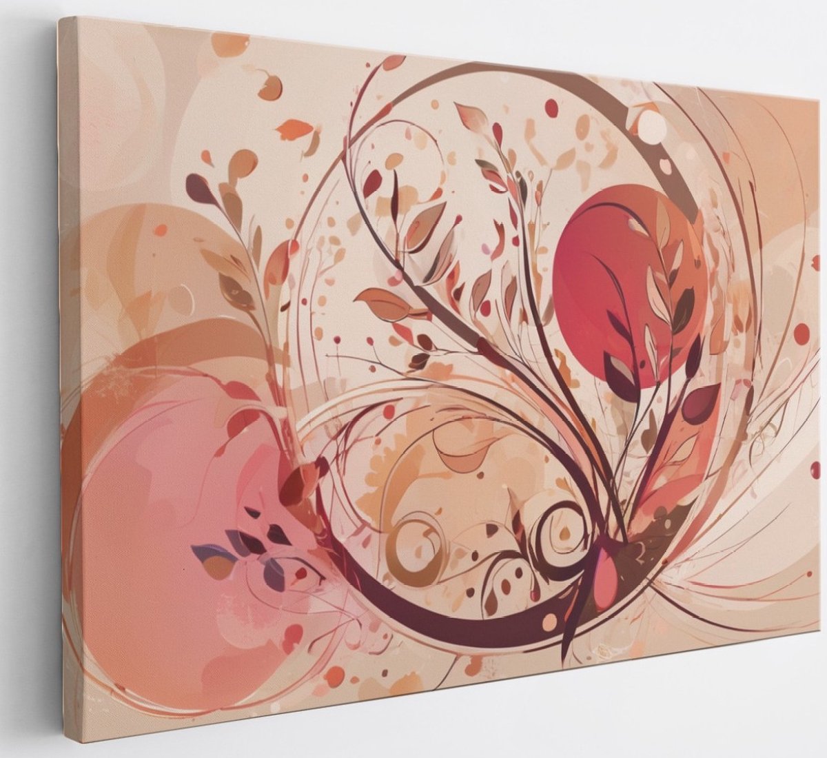 Saammp Canvas Schilderij - Planten - Rood - Abstract - 40x30 - Foto op canvas - Wanddecoratie - Muurdecoratie Woonkamer - Slaapkamer decoratie - Canvas Print Multicolor