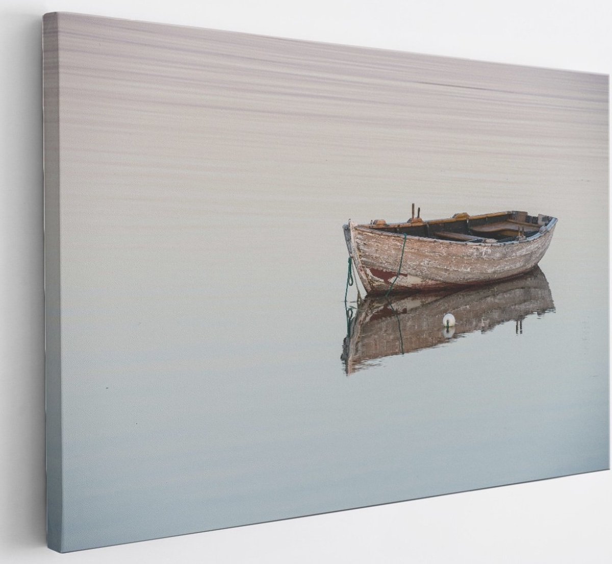 Saammp Canvas Schilderij - Eenzame boot- Abstract - 90x60 - Foto op canvas - Wanddecoratie - Muurdecoratie Woonkamer - Slaapkamer decoratie - Canvas Print Multicolor