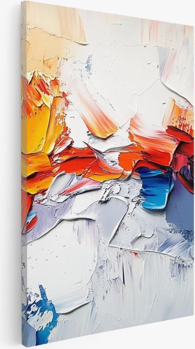 Saammp Canvas Schilderij - Penseelstroken - Kleurrijk - Abstracte wanddecoratie - 30x40 - Foto op canvas - Wanddecoratie - Muurdecoratie Woonkamer - Kantoor Decoratie Multicolor