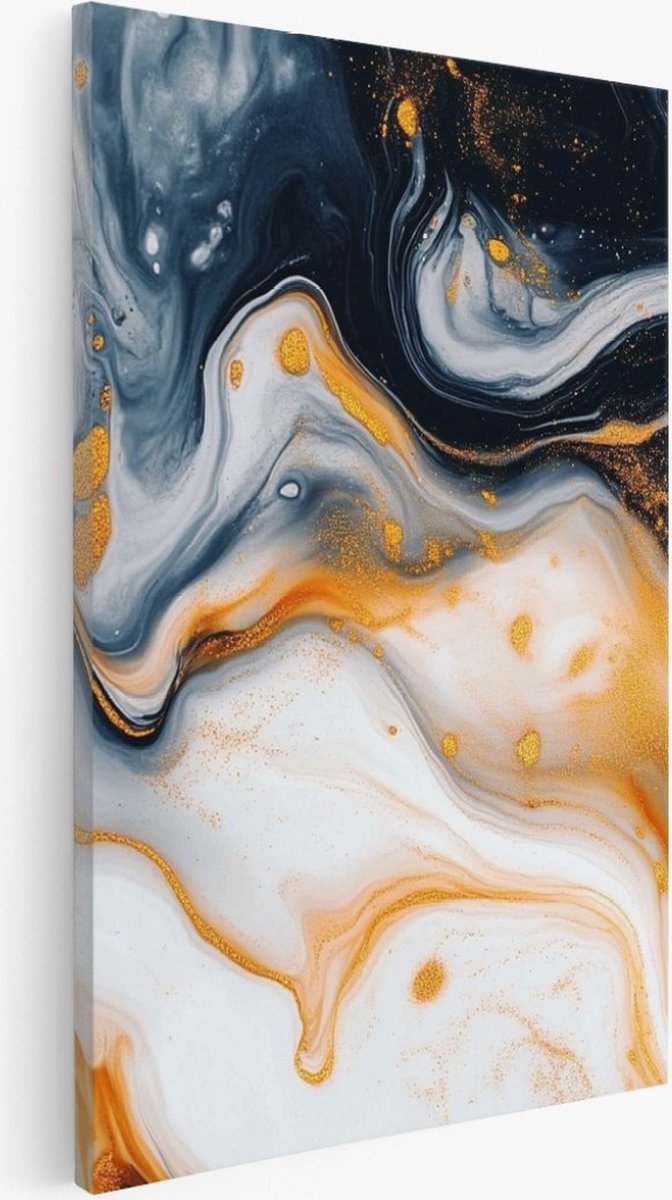 Saammp Canvas Schilderij - oranje - Vloeibaar - Abstracte wanddecoratie- 30x40 - Foto op canvas - Wanddecoratie - Muurdecoratie Woonkamer - Kantoor Decoratie Multicolor