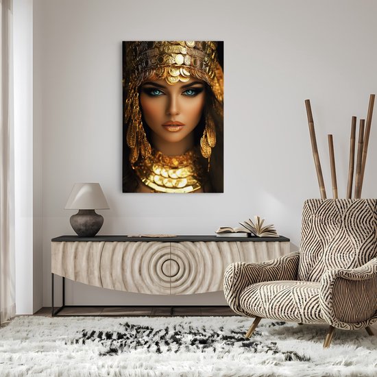 Saammp - Peinture sur toile - Femme arabe - Yeux verts - Or - Abstrait - 30x40 - Photo sur toile - Décoration murale - Décoration murale Salon - Décoration chambre - Impression sur toile