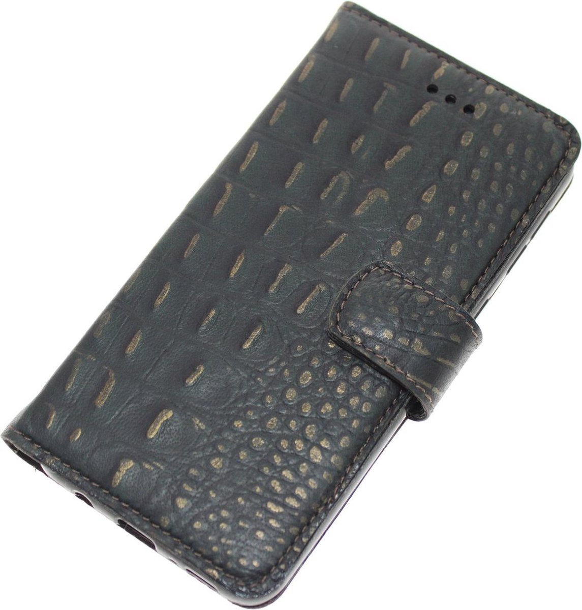 Made-NL hoesje geschikt voor Samsung Galaxy S21FE Bruin Zwart groen goud Krokodillenprint soepel lams leer