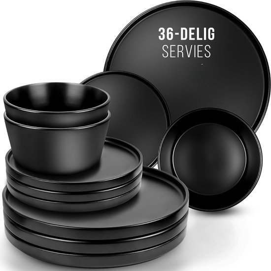 Serviesset Toscane - zwart - 32-delig - 8 persoons