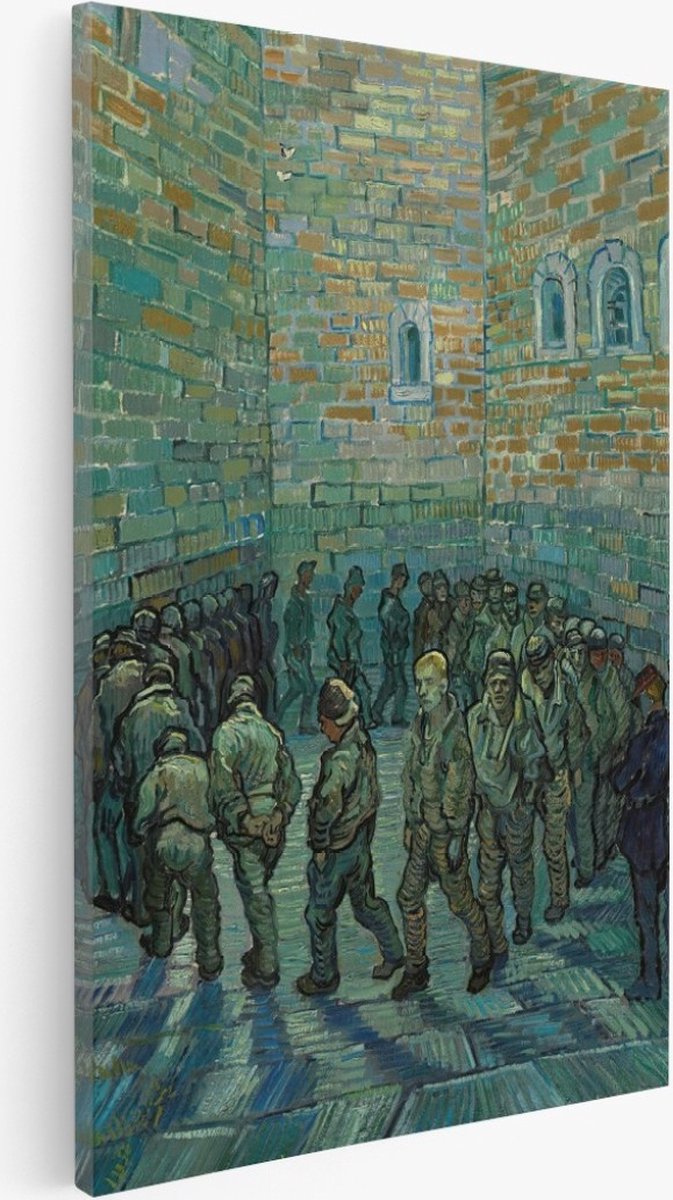 Saammp Canvas Schilderij - Vincent Van Gogh - De gevangenisbinnenplaats - Abstract - Kunst- 40x60 - Foto op canvas - Wanddecoratie - Muurdecoratie Woonkamer - Slaapkamer decoratie - Canvas Print Multicolor
