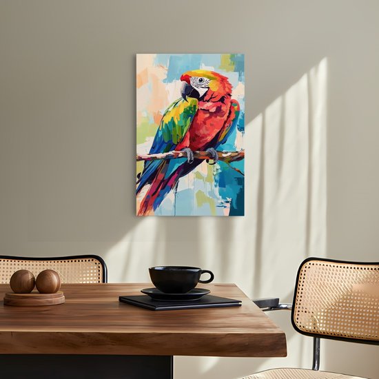 Saammp - Peinture sur toile - Perroquet abstrait sur branche - Nature - Animaux - 80x120 - Photo sur toile - Décoration murale - Décoration murale Décoration murale salon - Décoration chambre - Impression sur toile