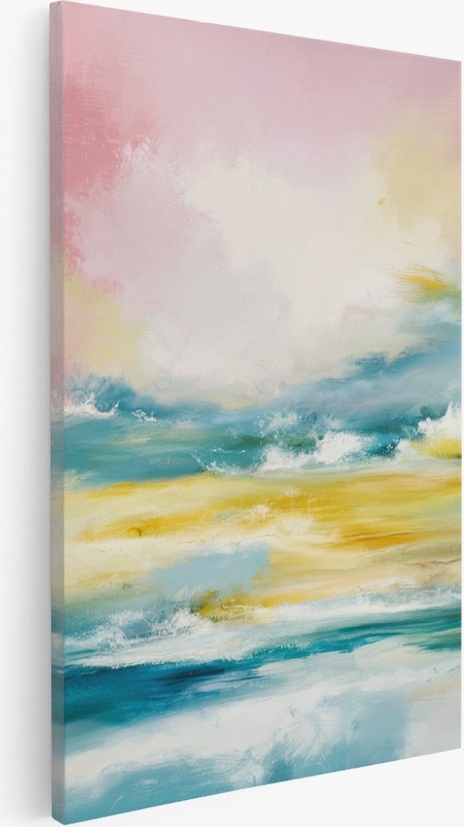 Saammp Canvas Schilderij - Landschap - Roze - Abstract - 80x120 - Foto op canvas - Wanddecoratie - Muurdecoratie Woonkamer - Slaapkamer decoratie - Canvas Print Multicolor
