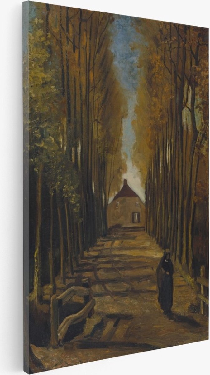 Saammp Canvas Schilderij - Vincent Van Gogh - Laan van Populieren in de Herfst - Abstract - Kunst- 75x100 - Foto op canvas - Wanddecoratie - Muurdecoratie Woonkamer - Slaapkamer decoratie - Canvas Print Multicolor