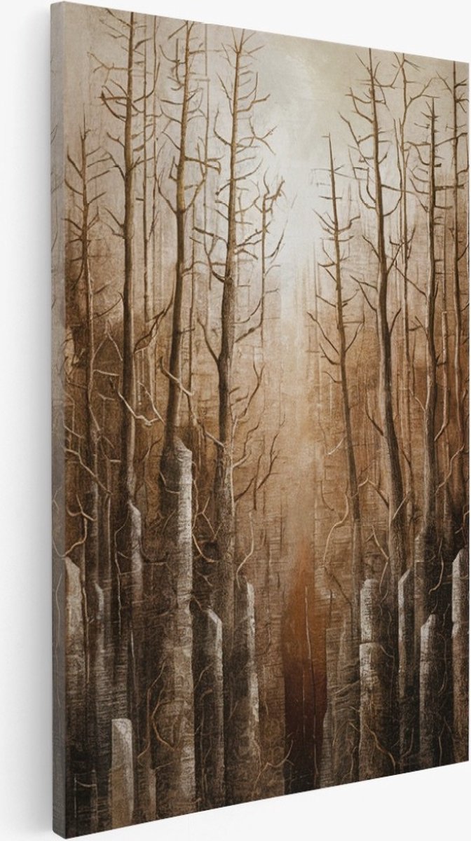 Saammp Canvas Schilderij - Vintage - Abstract bos - Landschap - Natuur - 40x50 - Foto op canvas - Wanddecoratie - Muurdecoratie Woonkamer - Slaapkamer decoratie - Canvas Print Multicolor
