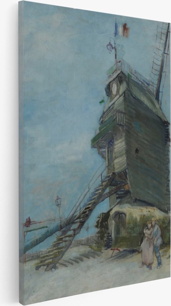 Saammp Canvas Schilderij - Vincent Van Gogh - Moulin de la Galette - Abstract - Kunst- 40x50 - Foto op canvas - Wanddecoratie - Muurdecoratie Woonkamer - Slaapkamer decoratie - Canvas Print Multicolor