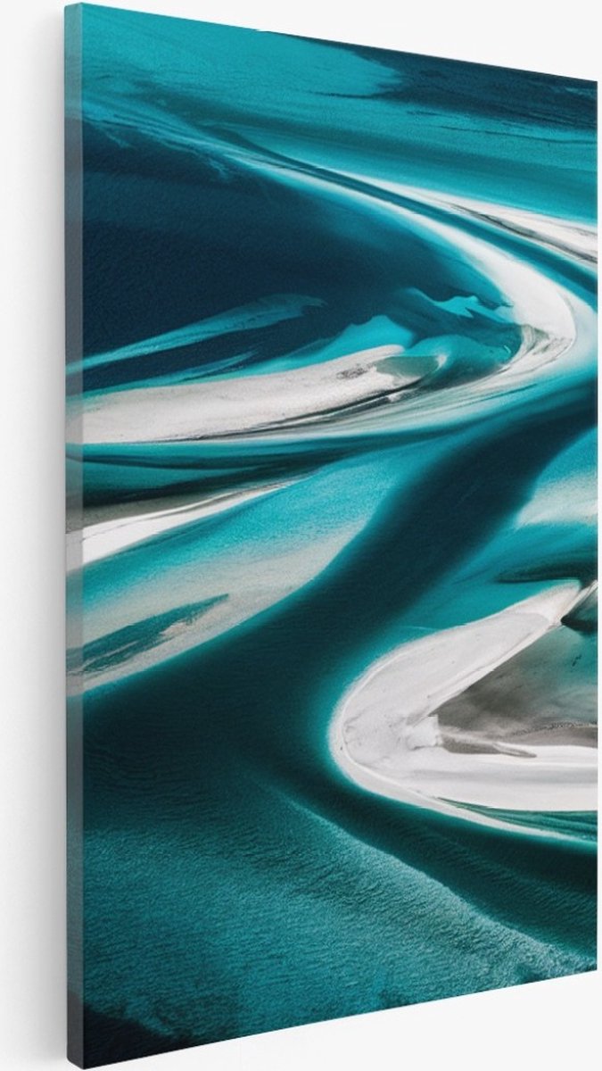 Saammp Canvas Schilderij - Turqoise - Landschap - Abstract - 75x100 - Foto op canvas - Wanddecoratie - Muurdecoratie Woonkamer - Slaapkamer decoratie - Canvas Print Multicolor