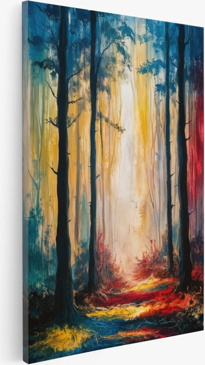 Saammp Canvas Schilderij - Bos - Bloemen - Abstract - 40x60 - Foto op canvas - Wanddecoratie - Muurdecoratie Woonkamer - Kantoor Decoratie Multicolor