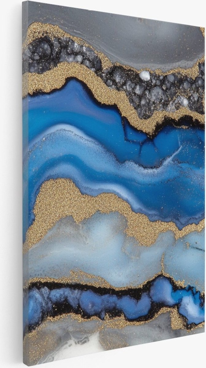 Saammp Canvas Schilderij - Gekleurd marmer - Abstract - 100x150 - Foto op canvas - Wanddecoratie - Muurdecoratie Woonkamer - Slaapkamer decoratie - Canvas Print Multicolor