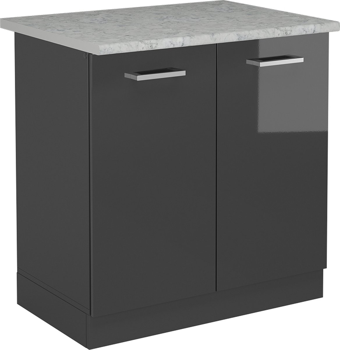 Vicco R-Line Wastafelkast – 80 cm WB Marmer Antraciet Hoogglans