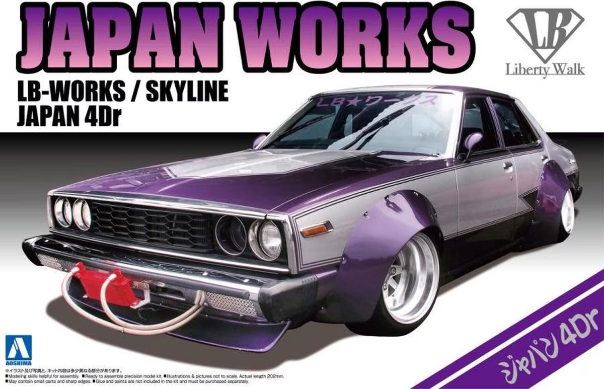 Aoshima Modelbouwpakket Militaire voertuigen - 00980 Japan Works LB-Works / Skyline Japan 4Dr - Auto Plastic - 1:24 - Modelbouw