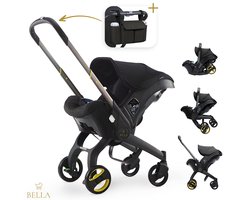 BELLA - 3 in 1 Kinderwagen + Autostoel en Buggy in één - Inclusief organizer - Autostoel - Black - Nieuwste model - Kinderwagen - Baby - Buggy - kinderwagen 3 in 1