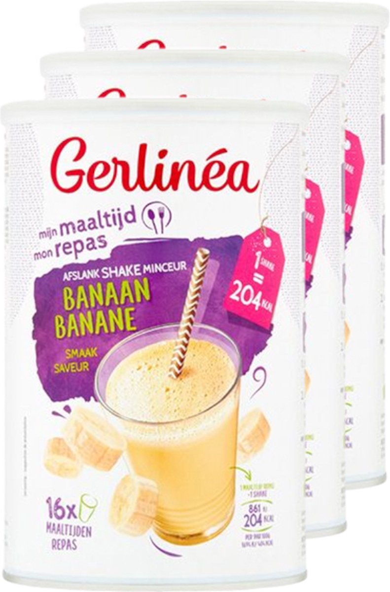 Gerlinéa | Milkshake Banaan | 3 stuks | 3 X 16 x 27 g