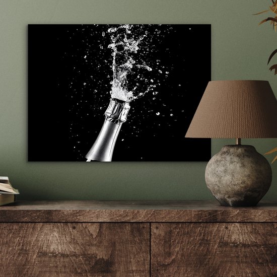 Tableau aluminium 40x30 cm - Décoration murale métal - Champagne - Zwart - Eclaboussures - Popping - Décoration murale métal salon - Décoration industrielle - Photo sur dibond - Accessoires industriels chambre