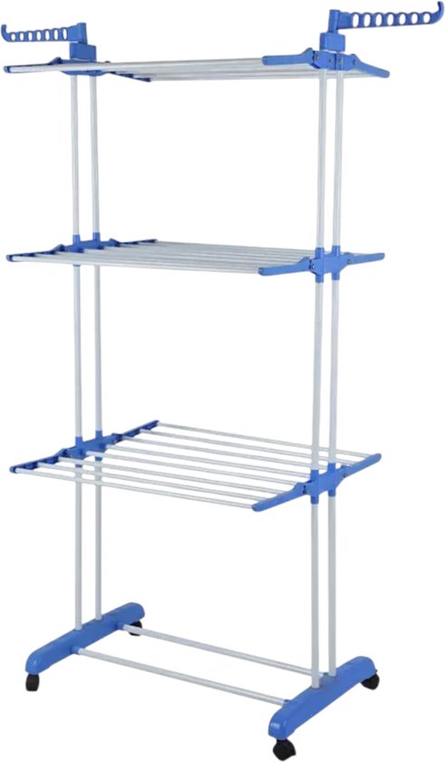 Inklapbaar Droogrek met Wieltjes – Ruimtebesparend Wasrek met Meerdere Lagen – Draagbaar en Duurzaam – Ideaal voor Binnen en Buiten