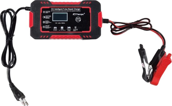 Acculader 12V voor Auto, Scooter, Fiets – Universele Drupellader met Veiligheidsbescherming en Slimme Oplaadtechniek