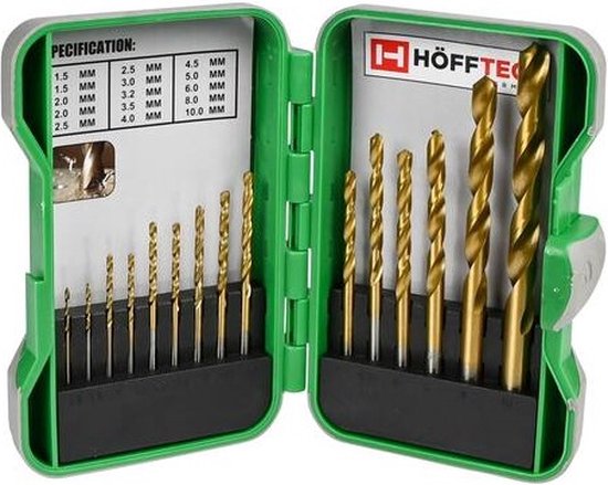 Jeu de forets Höfftech - forets à métaux - foret à fer HSS 1,5 à 10 mm - 15 pièces