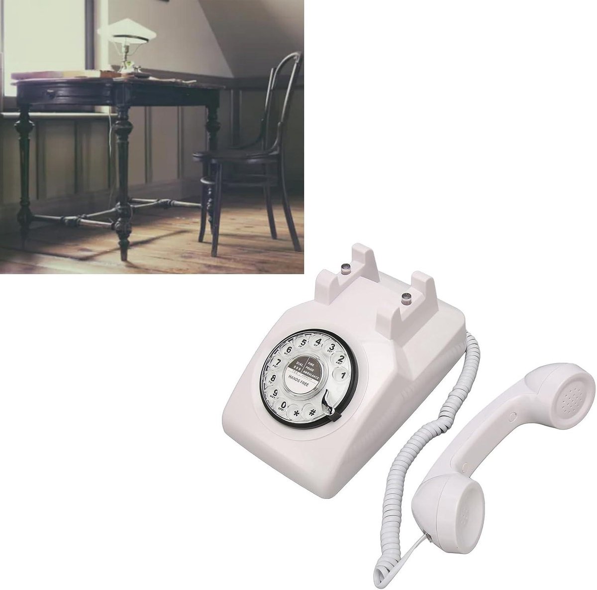 Vintage westerse elektrische telefoon met draaischijf – groot aantal beige vaste telefoon uit het midden van de eeuw 1960 – retro decor verzamelobject - Nederland