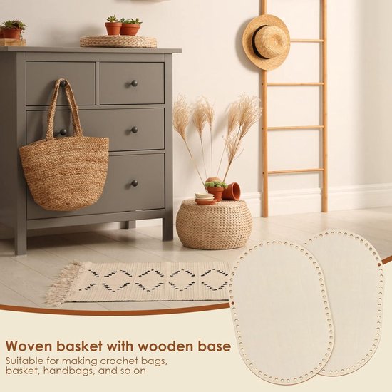 Houten Mand Bodem Ovale Houten Basis Haak met Gaten Voor Garen Mand Set Houten Mand Bodem Ovale Houten Basis Haak met Gaten Voor Garen Mand Set