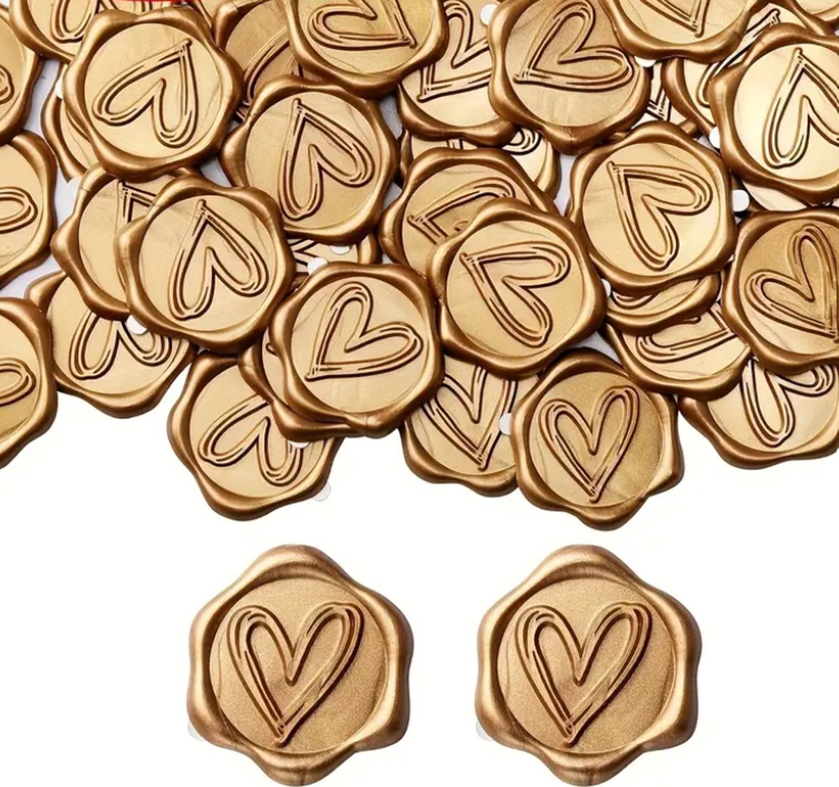 Wax seal stickers - Goud - Hartjes - Hartje - 3,3 cm - Zelfklevend - sluitzegel - sluitstickers