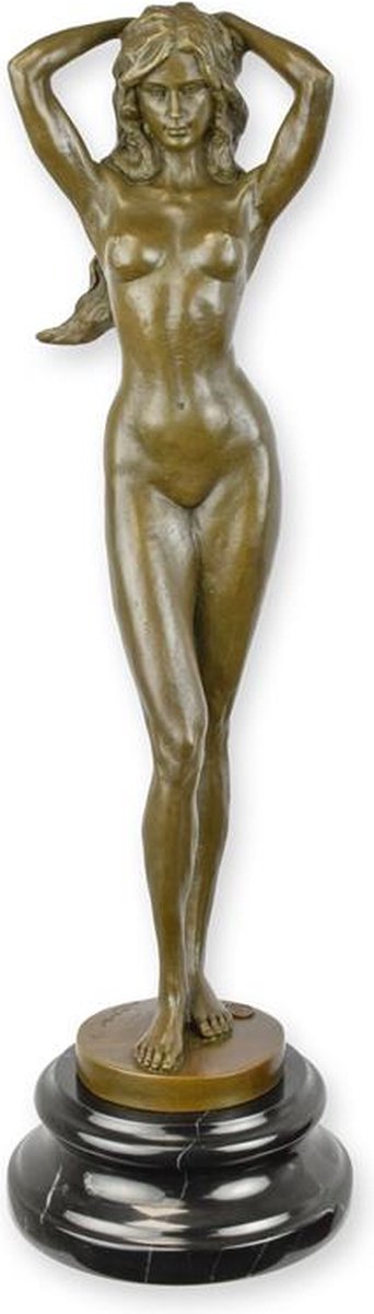Naakte vrouw - Bronzen beeld - erotische sculptuur - 50,3 cm hoog