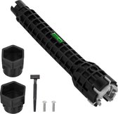 Gootsteen Sleutel - Wc Bril En Kraan Moersleutel - Multi 8 In 1 Tool - Kraan Gereedschap - Kraan Sleutel - Premium Wastafel Wrench -Dubbele Kopsleutel - Vast & Los Draaien - Voor toilet, gootsteen, badkamer, keukenleidingen - 25 x 5 x 5 cm