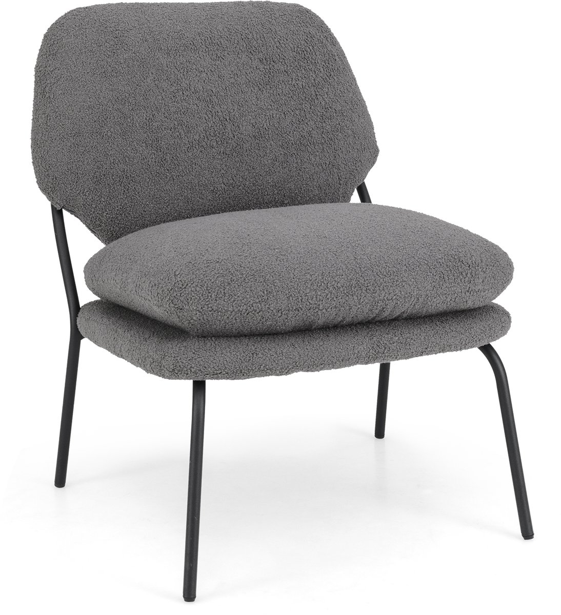 COSTWAY Eetkamerstoel, accentstoel met overtrek van teddyfleece, hoge rug, gestoffeerde stoel, zithoogte 48 cm, woonkamerstoel, keukenstoel, tot 145 kg belastbaar, grijs