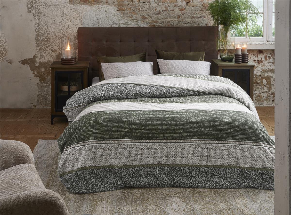 Rivièra Maison - Chester dekbedovertrek - Lits-Jumeaux - 240x200/220 cm - Groen