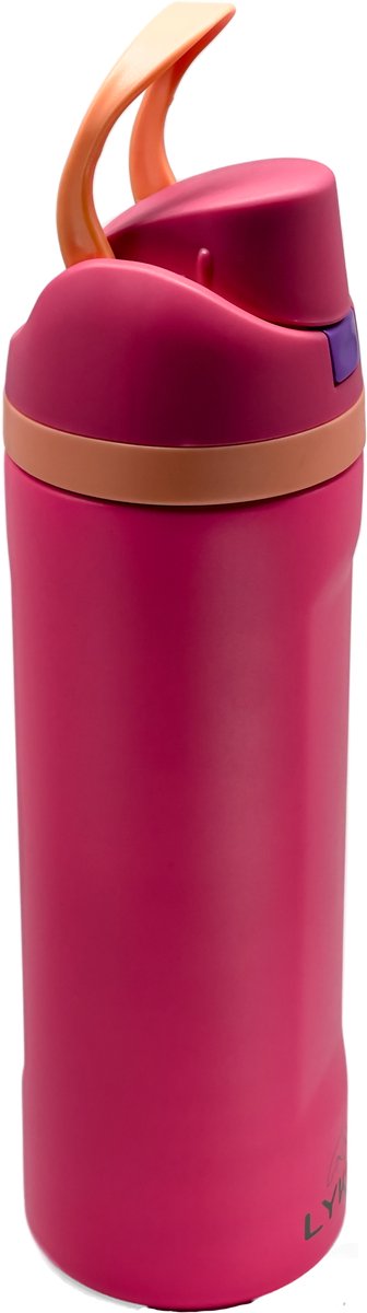 LYKKE® Freesip 3 Laagse Lekvrij Geïsoleerde RVS-fles met rietje voor sport, reizen en school BPA-vrije sportwaterfles, 20 oz, 570 ML, Roze (Flamingo Pink) thumbnail 5