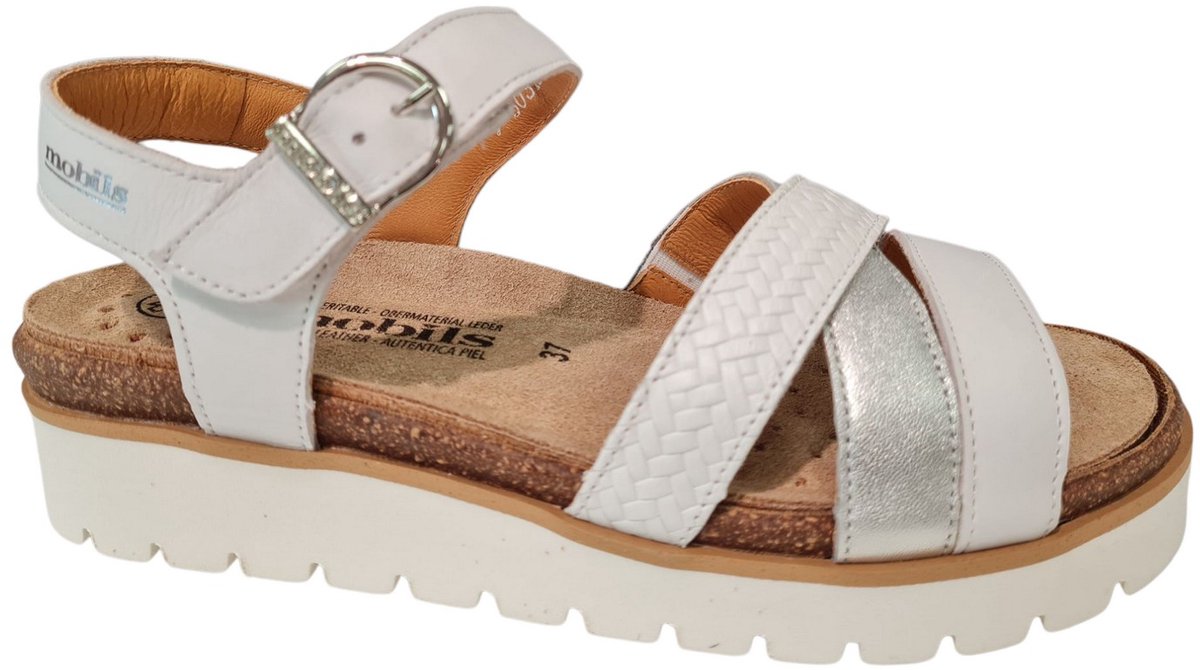 Mephisto Thina Leren Dames Sandalen - Wit - 40