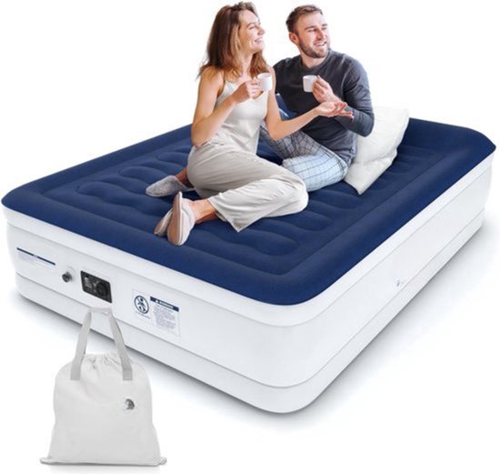 Matelas pneumatique double de Luxe - 2 personnes - Extra haut - Pompe électrique intégrée - King Size - Camping - Voyages