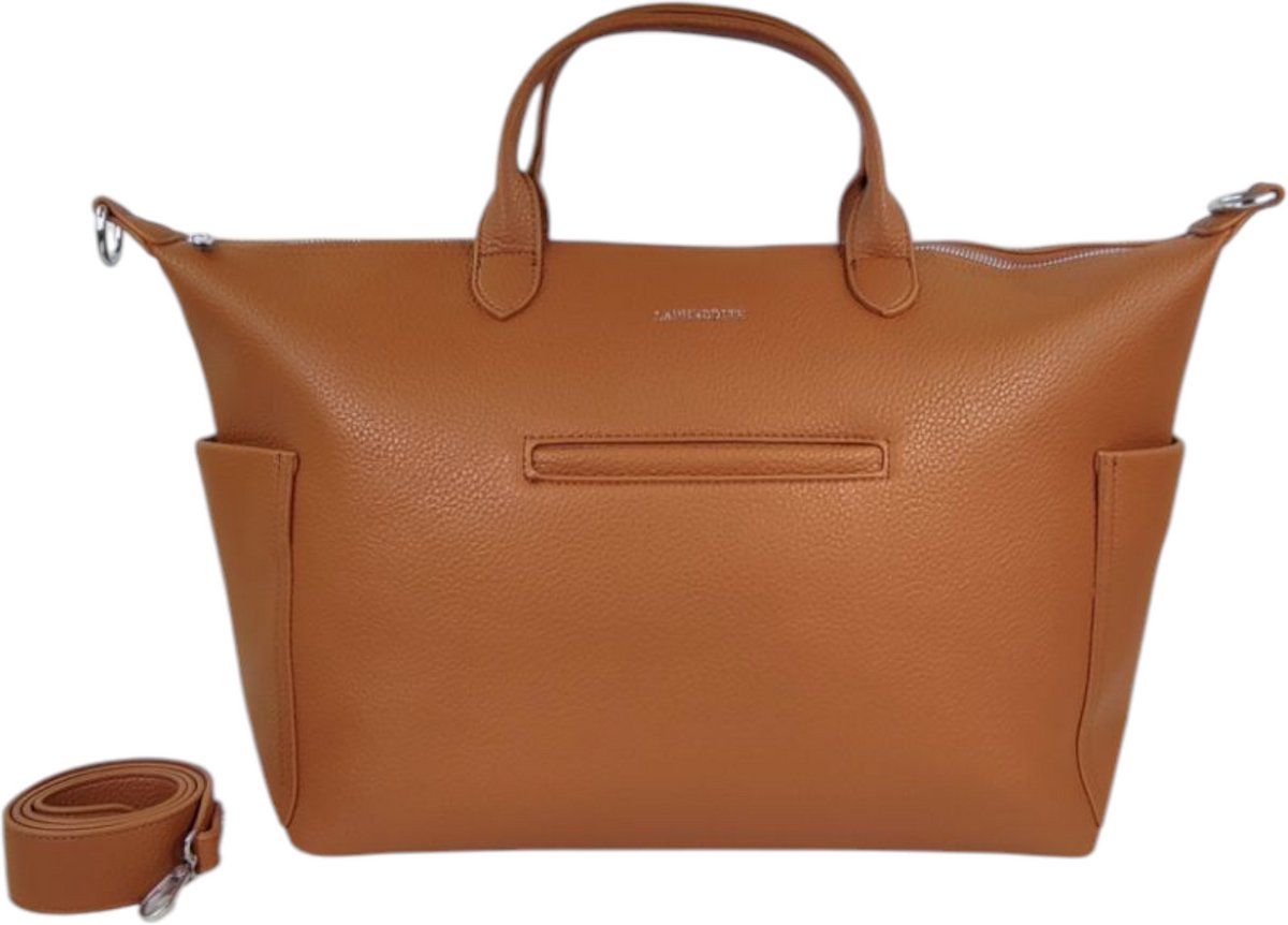 L'aphrodite - shopper - weekendtas - met laptopvak - 14 inch - camel