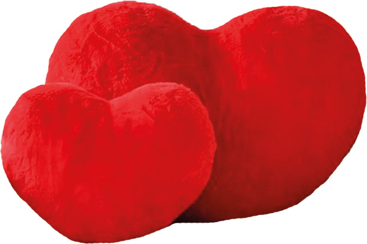 S&E Zachte Hartvormige Kussen - Pluche Konijnenbont Decoratief Kussen voor Bank, Bed of Slaapkamer - Perfect Valentijnscadeau voor Meisjes en Vrouwen - 33 x 25 cm - Rood