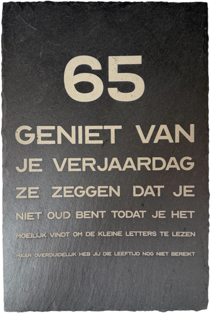 65 jaar verjaardag - Leisteen - 65 jaar cadeau - 65 jaar verjaardag versiering - Cadeau - Cadeaukaarten - 65 jaar