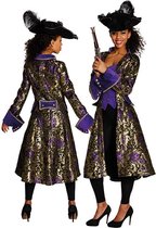 Piraat & Viking Kostuum | Mary Read Piraten Jas Brokaat Paars | Vrouw | Maat 46 | Carnaval kostuum | Verkleedkleding