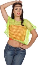 Wilbers & Wilbers - Jaren 80 & 90 Kostuum - Disco Visnetshirt Neongroen Vrouw - groen - One Size - Carnavalskleding - Verkleedkleding